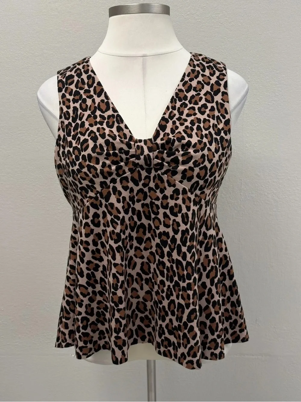 Kate Spade Brown & Black Spotted Leopard Bow Knot Top - Size 14